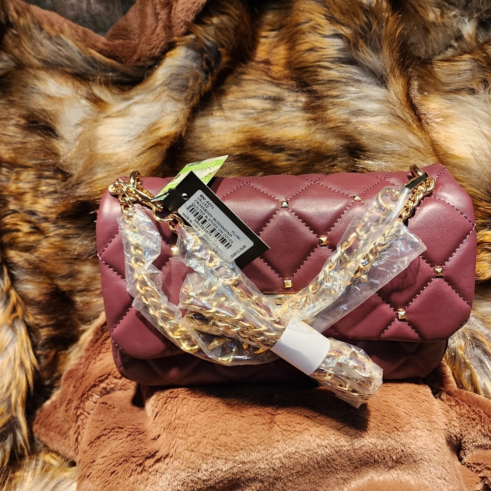 Elegant Badgley Misckha Quilted Burgundy Shoulder Bag